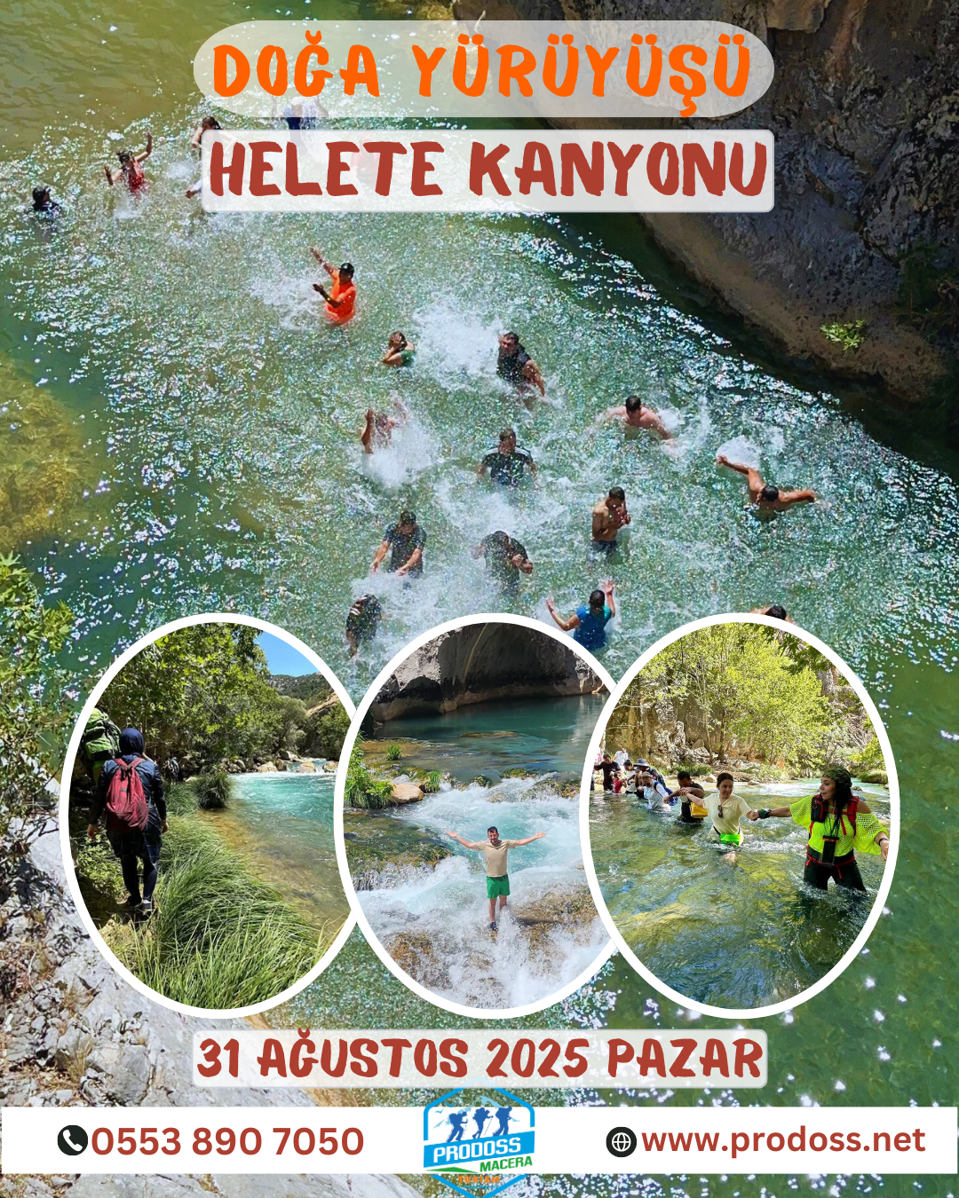  HELETE KANYONU Doğa Yürüyüşü ve Yüzme / 31 Ağustos 2025 Pazar